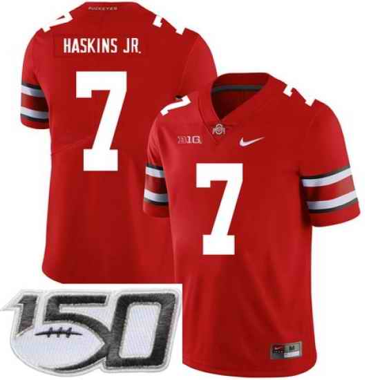 Ohio State Buckeyes 7 Dwayne Haskins Red Nike College Football Stitched 150th Anniversary Patch Jersey